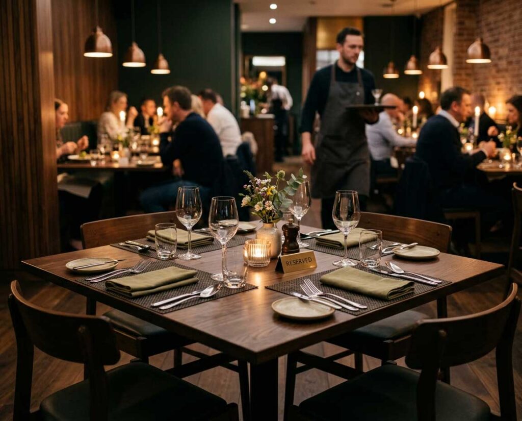 Prázdný rezervovaný stůl v restauraci jako důsledek no-show hosta